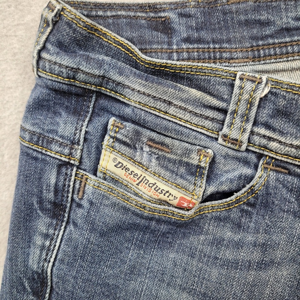 Diesel Soozy Jeans Womens 25 Blue Wash 008WR Stretch Straight Leg Distressed - Picture 11 of 11